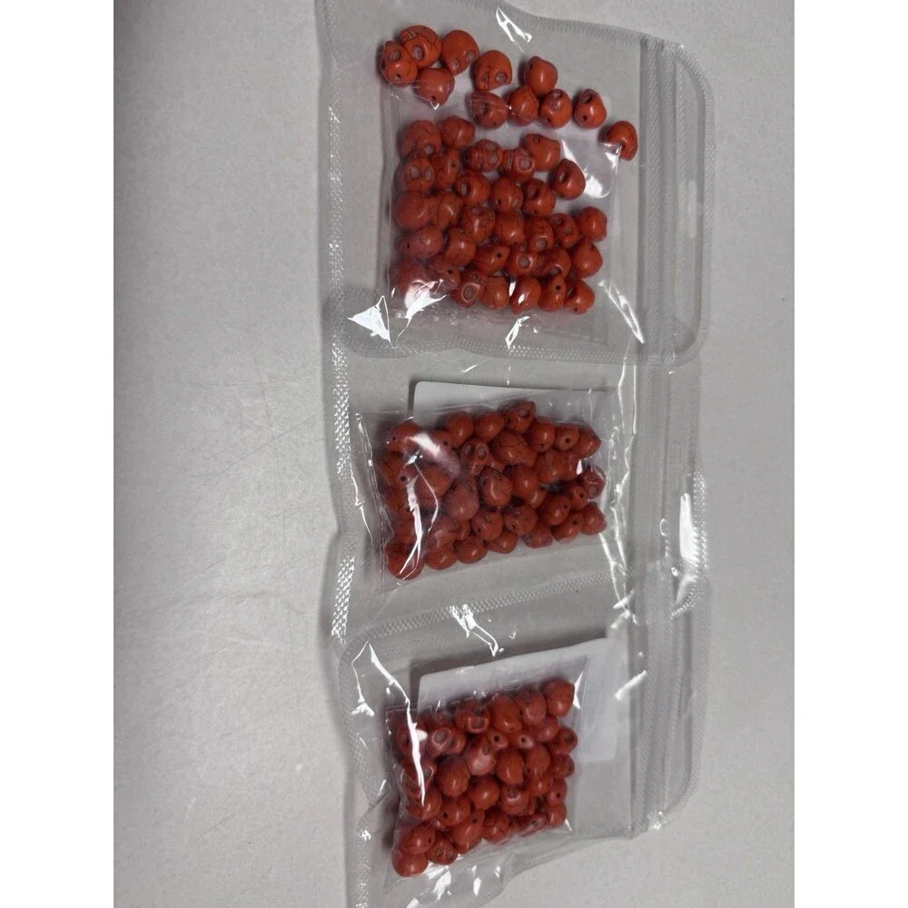 3 Packs - Mandala Crafts 40 PCs 12mm Small Orange Skull Beads for Jewelry Making